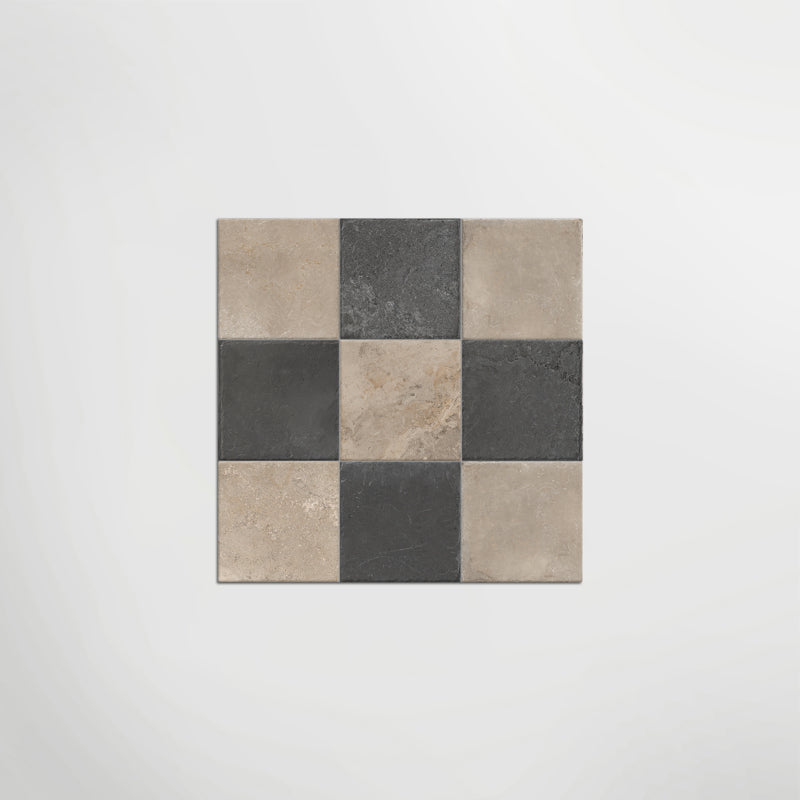 Med Stone Menfi And Byblos Chequer - Limestone Effect Porcelain