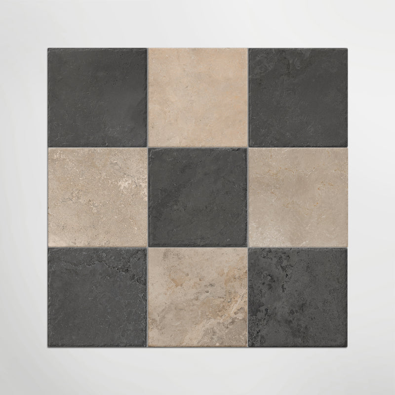Med Stone Menfi And Byblos Chequer - Limestone Effect Porcelain