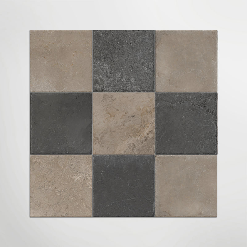 Med Stone Menfi And Byblos Chequer - Limestone Effect Porcelain