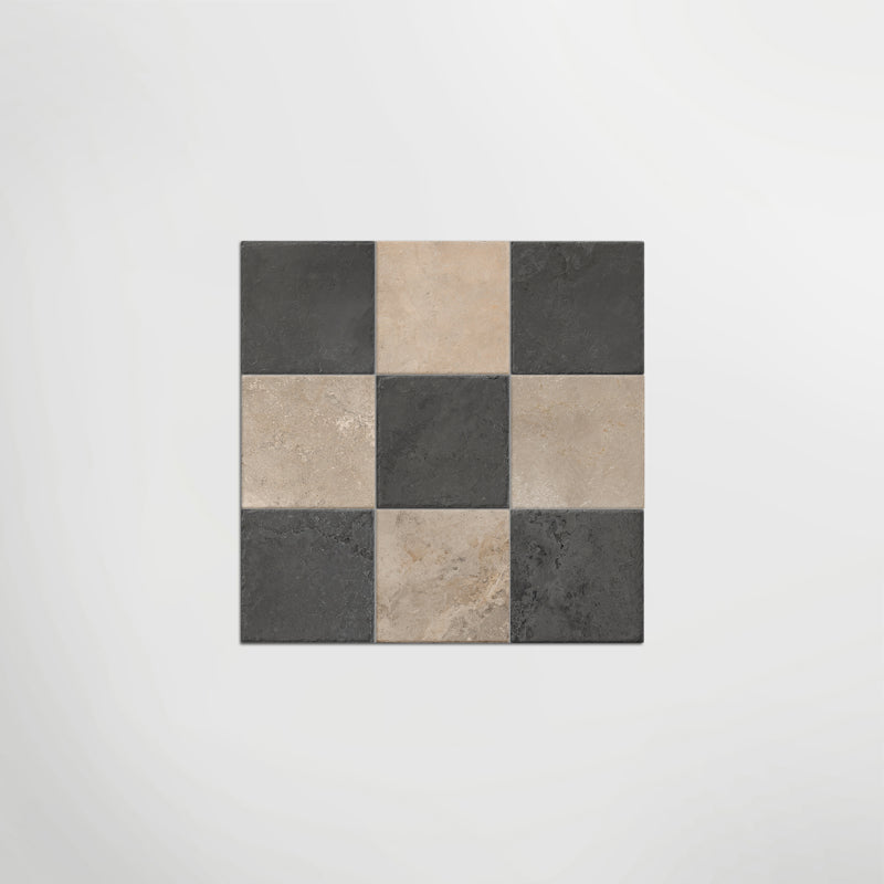 Med Stone Menfi And Byblos Chequer - Limestone Effect Porcelain