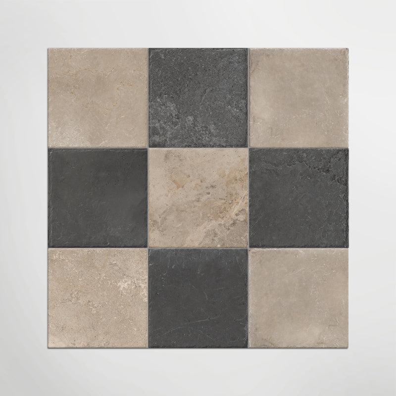 Med Stone Menfi And Byblos Chequer - Limestone Effect Porcelain