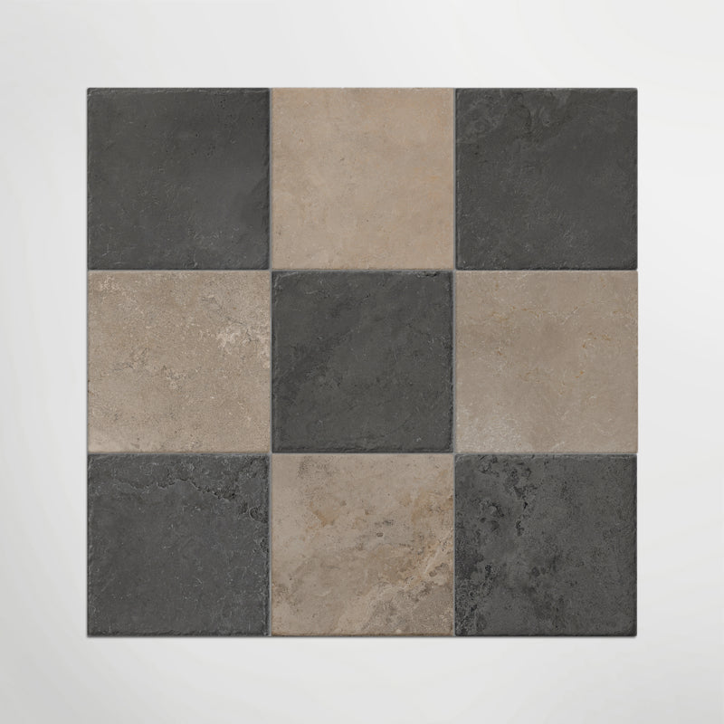 Med Stone Menfi And Byblos Chequer - Limestone Effect Porcelain