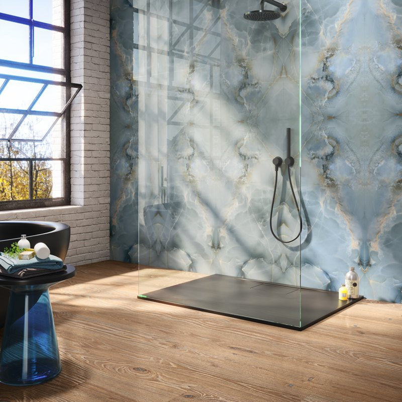 Mirrored Marble Onice Sky A - Marble Effect Porcelain