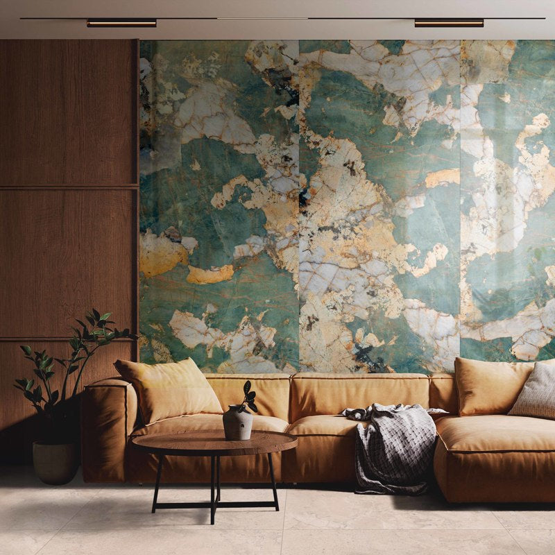 Green Very Large Marble Effect 2800mm X 1200mm Porcelain Tiles