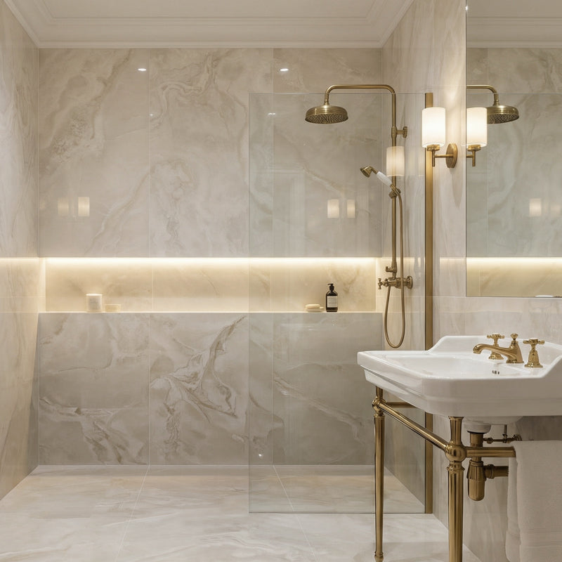 White Marble Effect Floor And Wall Indoor 2800mm X 1200mm Porcelain Tiles