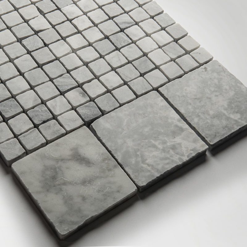 Grey Tumbled Marble Mosaic Tiles
