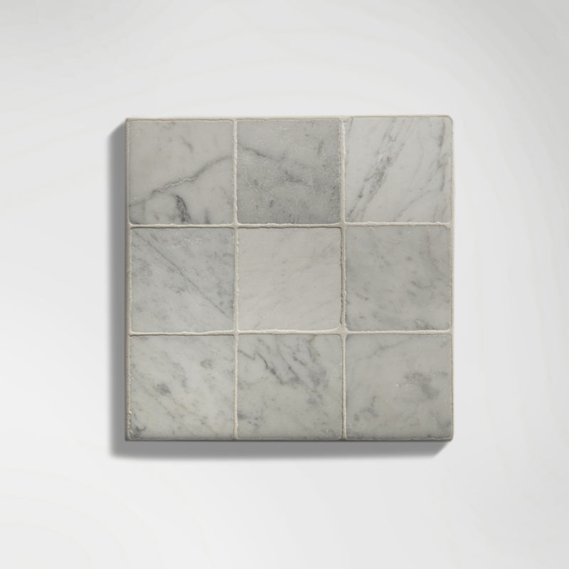 Small White Handmade Square Marble Tiles