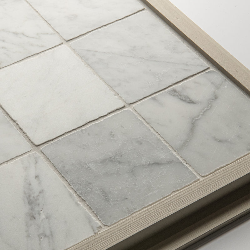 Small White Handmade Square Marble Tiles