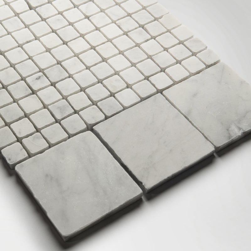 Small White Handmade Square Marble Tiles