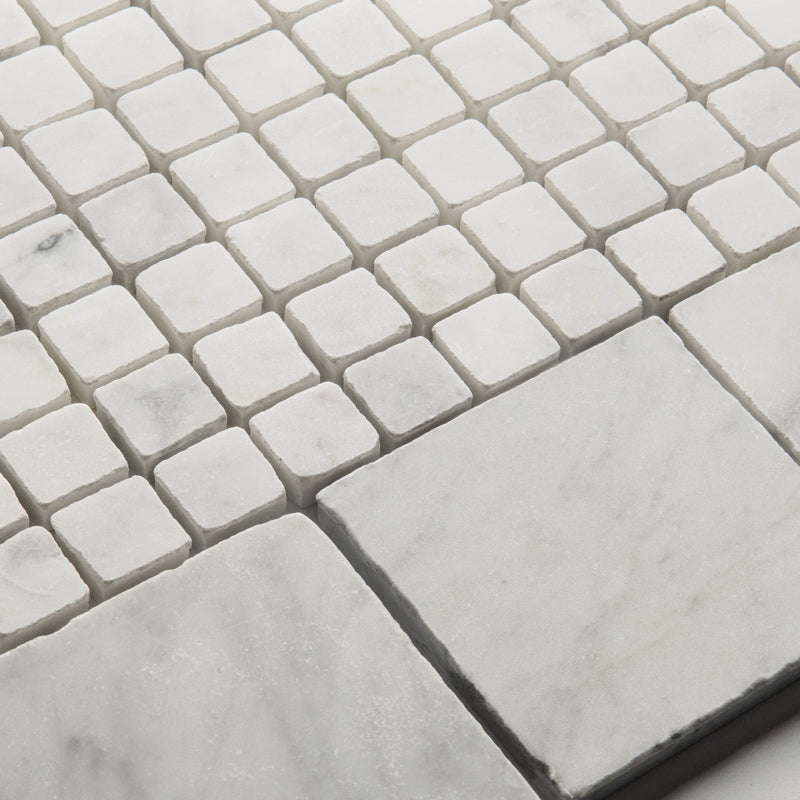Small White Handmade Square Marble Tiles