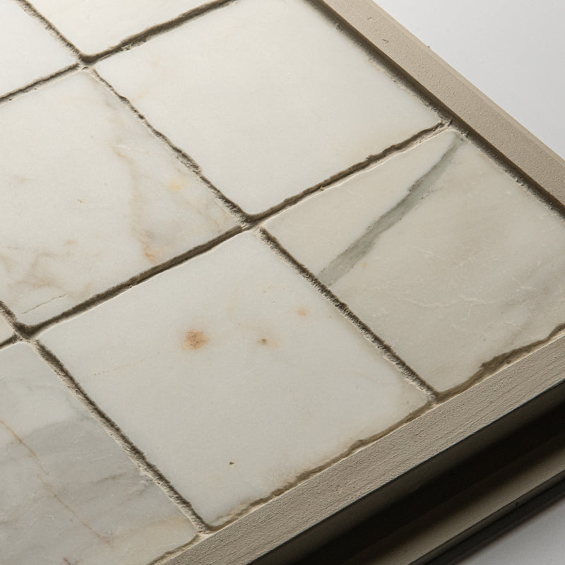 White & Gold Small Handmade Italian Marble Tiles