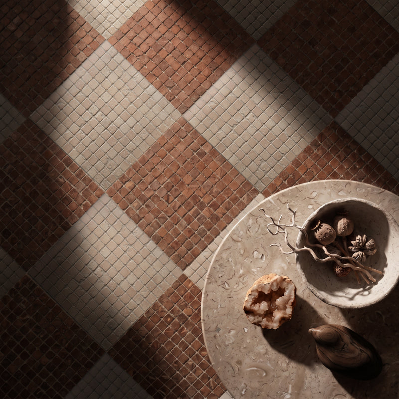 Beige Tumbled Marble Mosaic Tiles
