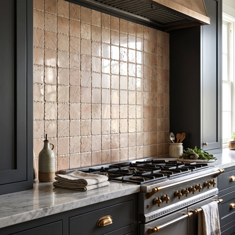 Small Beige Handmade Marble Square Tiles