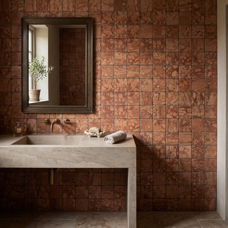 Small Red Square Handmade Marble Tiles