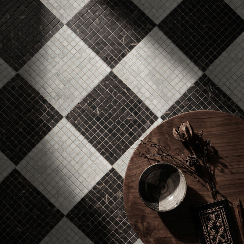 Black Tumbled Marble Mosaic Tiles