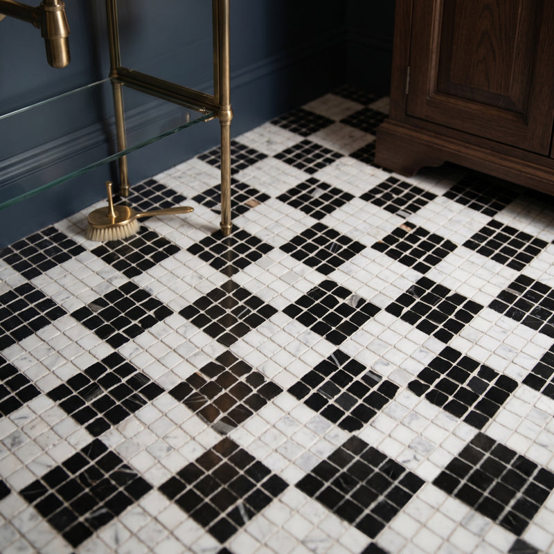 Black Tumbled Marble Mosaic Tiles