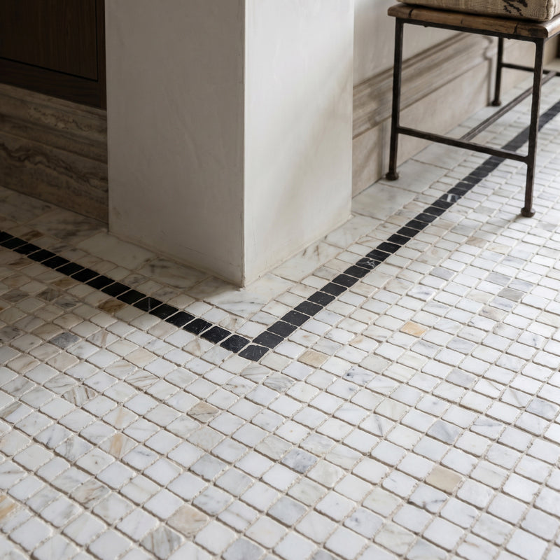 Black Tumbled Marble Mosaic Tiles