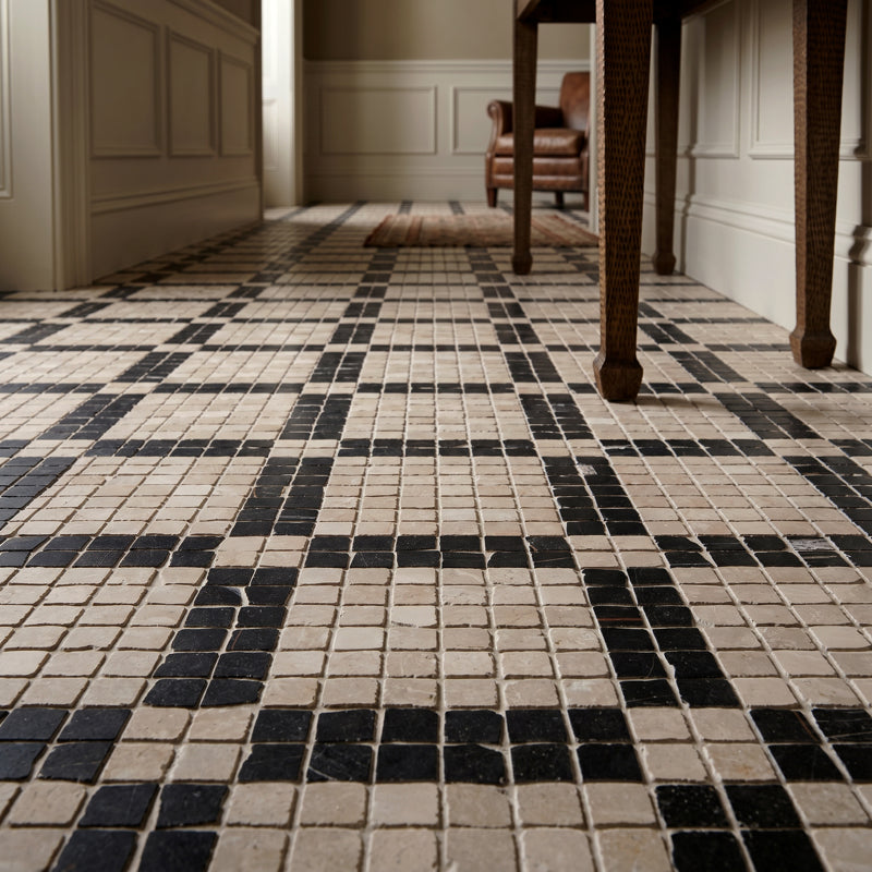 Black Tumbled Marble Mosaic Tiles