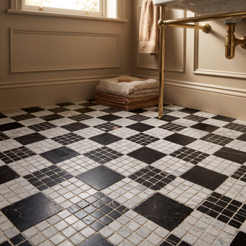 Black Tumbled Marble Mosaic Tiles