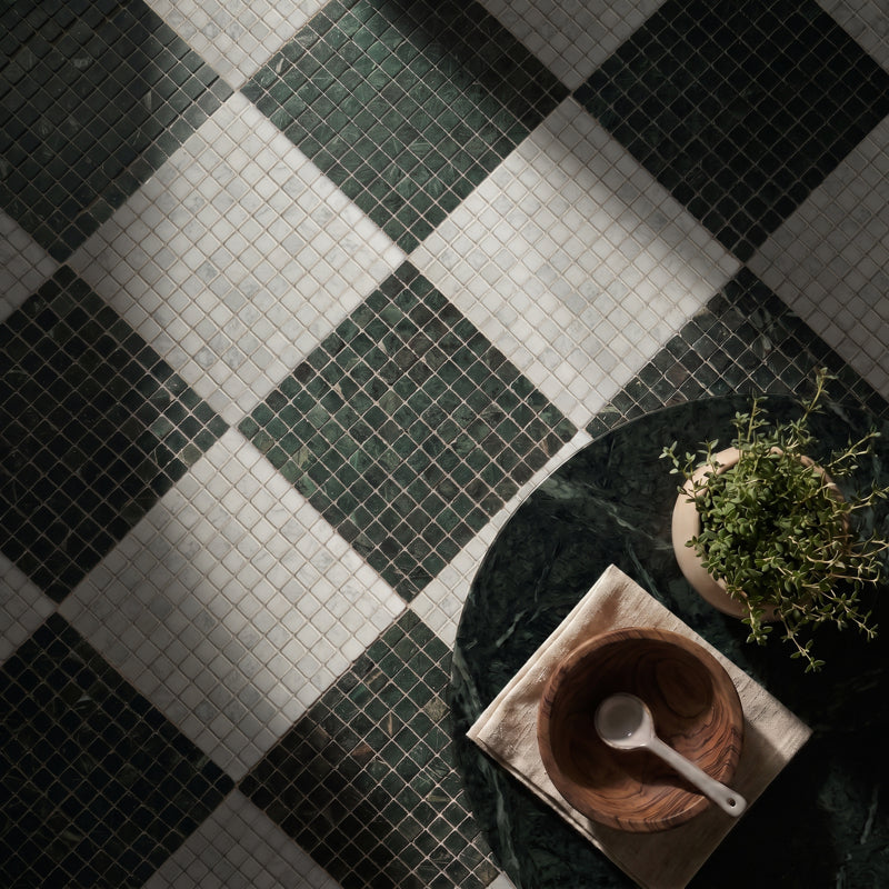 Verde Green Tumbled Marble Mosaic Tiles