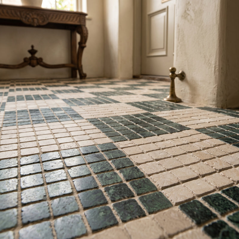 Verde Green Tumbled Marble Mosaic Tiles