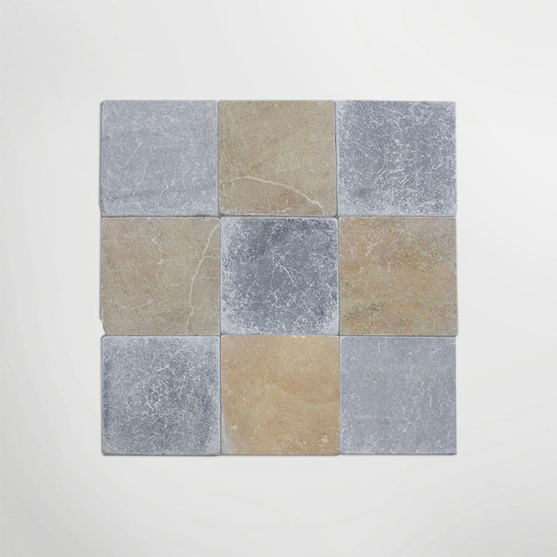 Grey & Beige Tumbled Real Marble Tiles