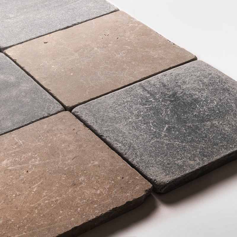 Rosa Andalusia and Macael Grey Chequer - Tumbled Marble
