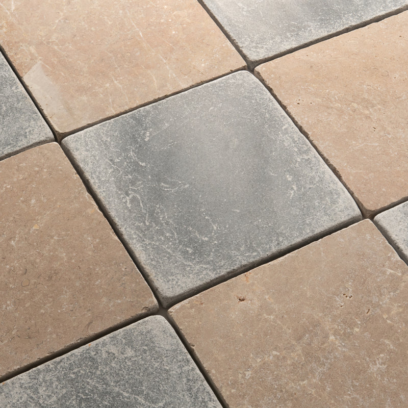 Rosa Andalusia and Macael Grey Chequer - Tumbled Marble
