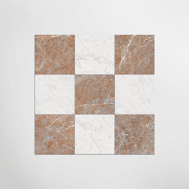 Rosso And Carrara Chequer - Marble Effect Porcelain