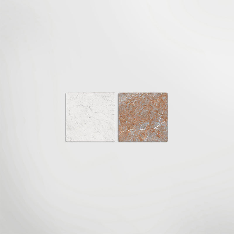 Rosso And Carrara Chequer - Marble Effect Porcelain