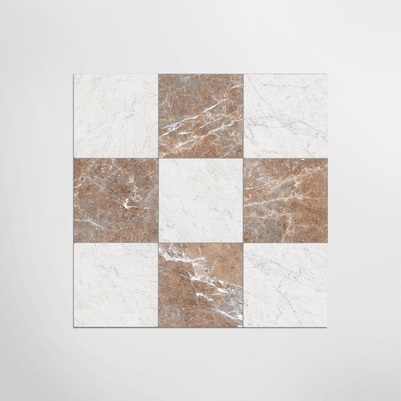 Rosso And Carrara Chequer - Marble Effect Porcelain