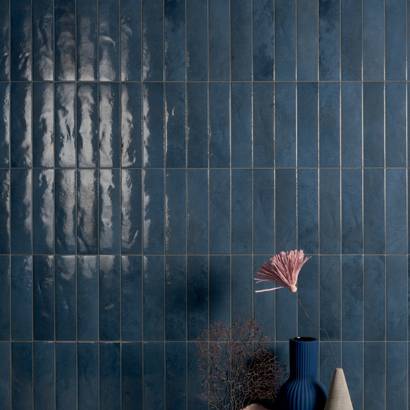 Sensa Mini Blu Decorative Blue Tiles 240mm X 60mm From Lapicida long thin navy blue brick tiles metro