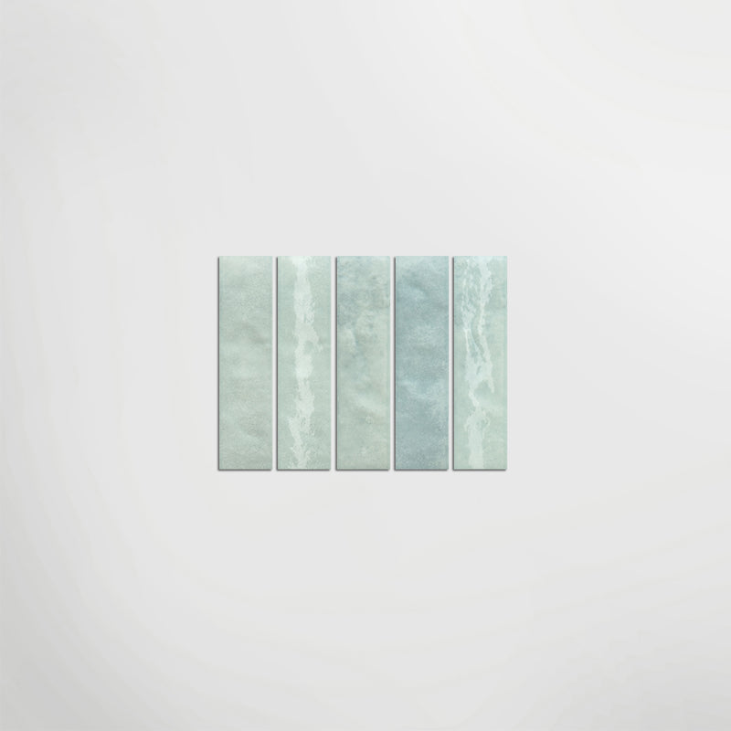 Decorative Long Thin Brick Metro 240mm X 60mm Porcelain Tiles Light Blue Green Shades