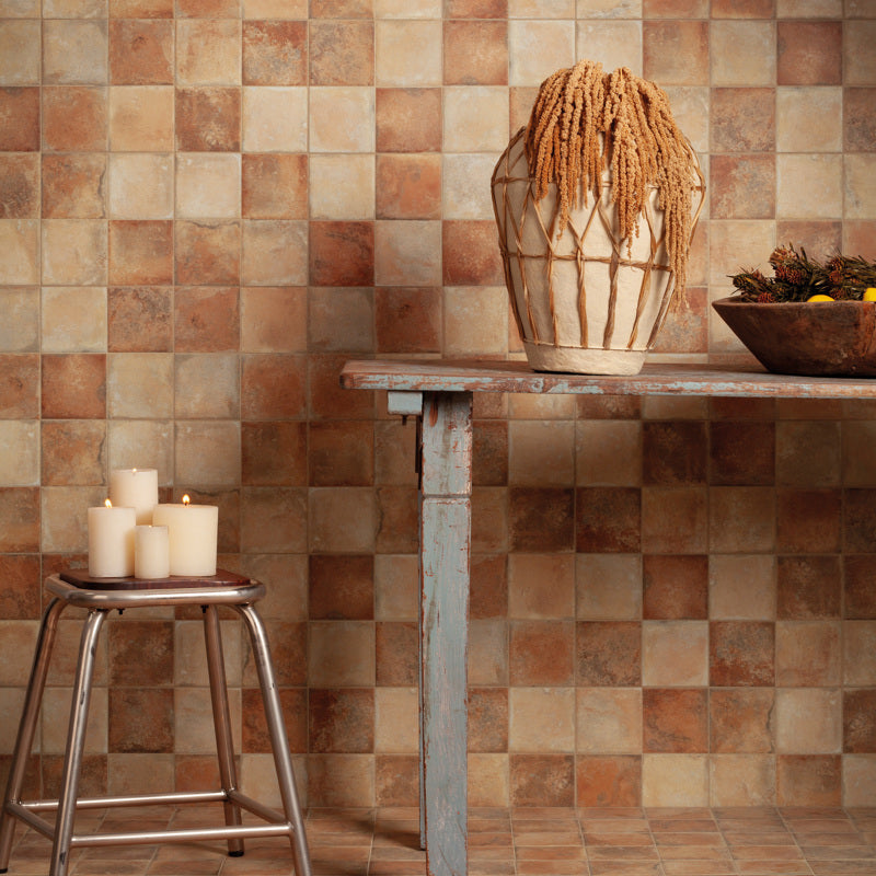 Terracotta Effect Look Small Square Porcelain Tiles