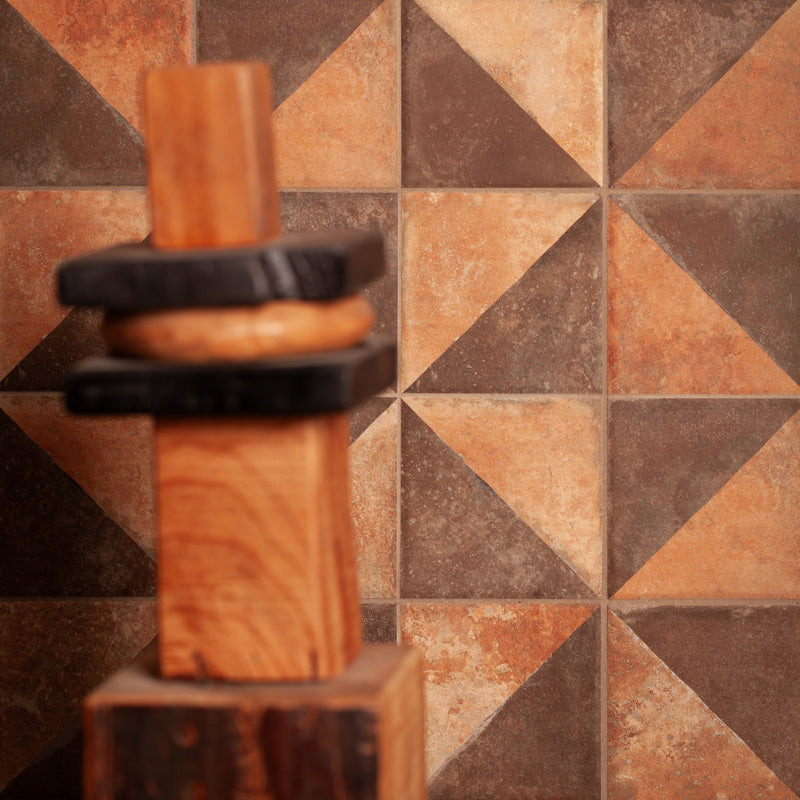 Decorative Triangle Pattern Terracotta Look Porcleain Tiles