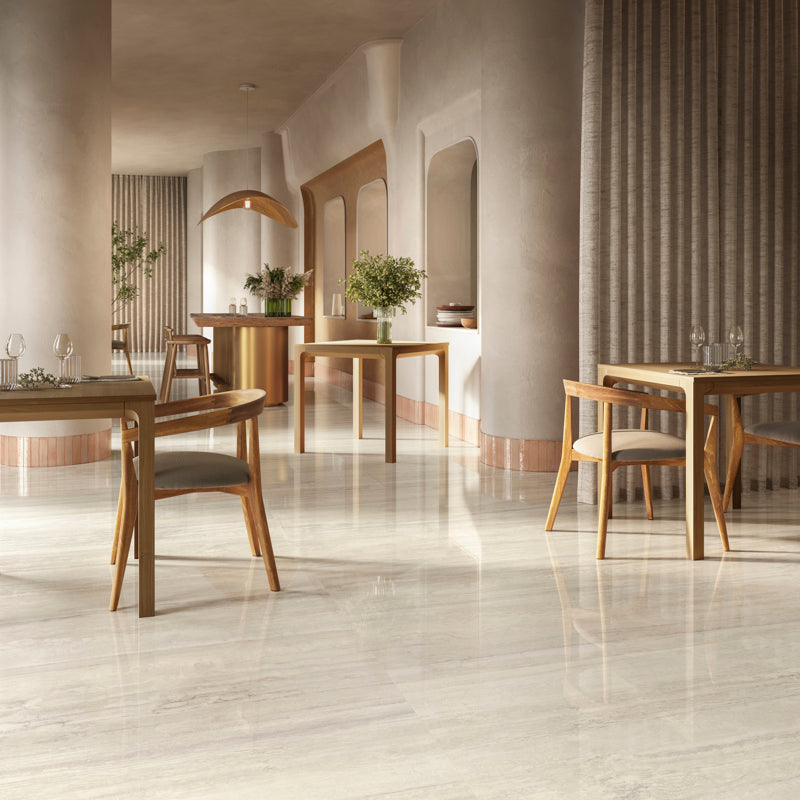 Tivoli Ivory | Silk Porcelain Travertine Effect Ivory Floor Tile