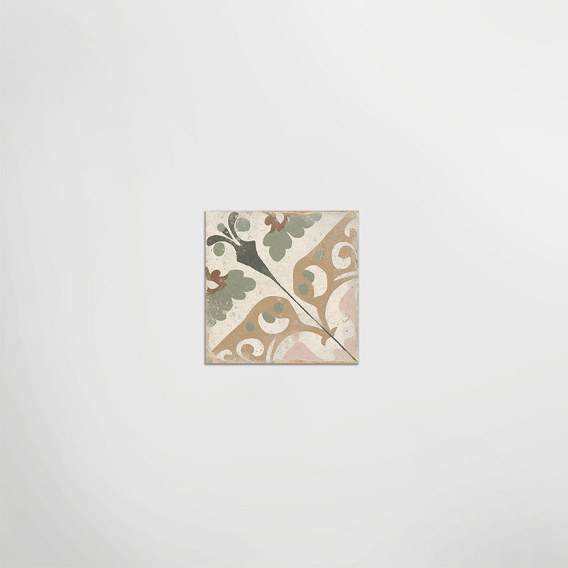 Cream Green & Brown Flower Look Decorative Porcelain Tiles