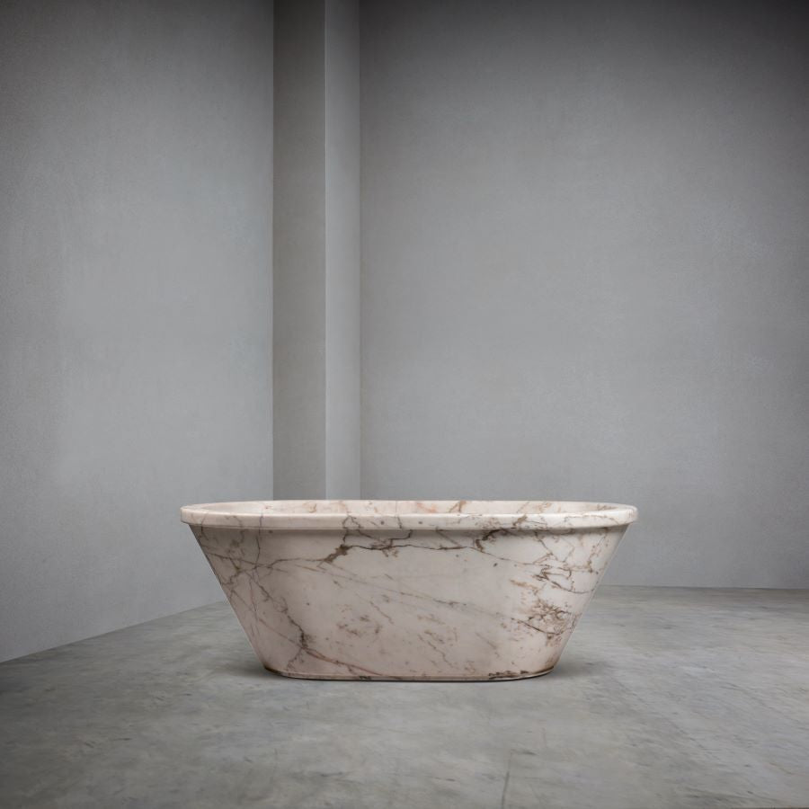 Veined San Marino Marble Roll Top Luxury Bath | Honed Marble Luxury Bath