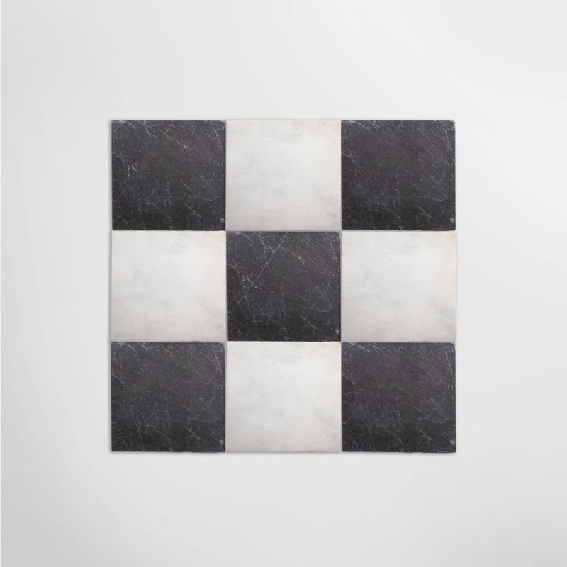 Venetian Black & White Chequer - Marble Effect Porcelain