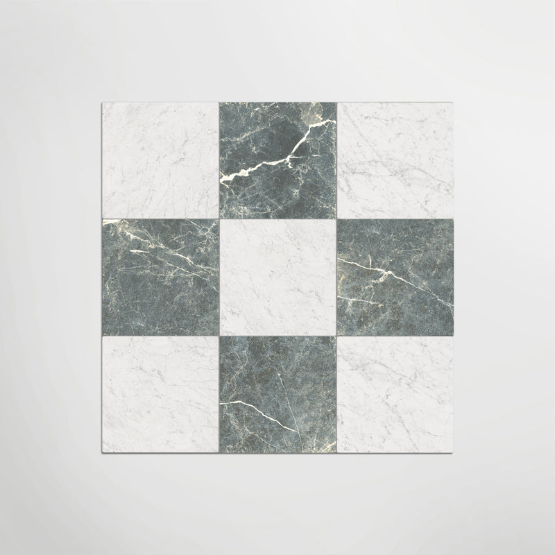 Verde And Carrara Chequer - Marble Effect Porcelain