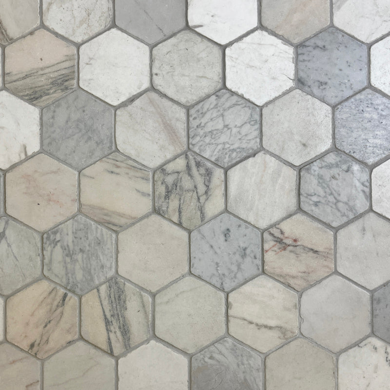 White Marble Tumbled Floor And Wall Indoor 140mm X 120mm Marble Tiles