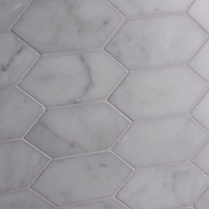 Lapicida Italian Carrara Longhexagon Mosaic Marble
