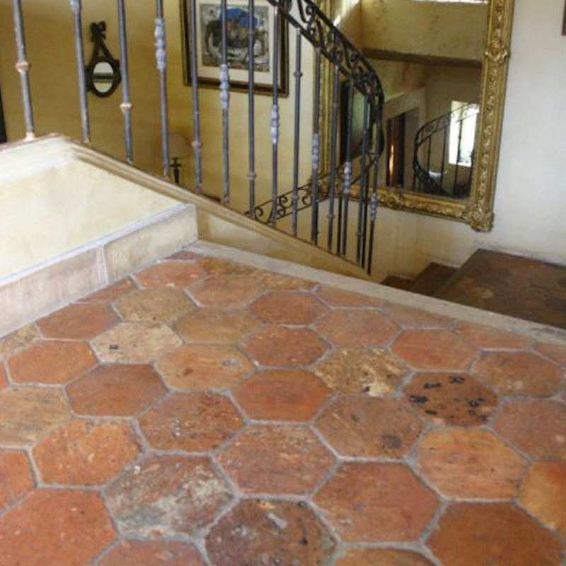 Lapicida genuine antique Orleans Terracotta Reclaimed hexagon flooring tiles