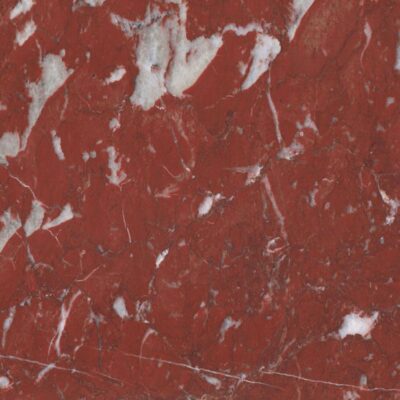 Lapicida Rosso Francia is a dark red marble with prominent white markings