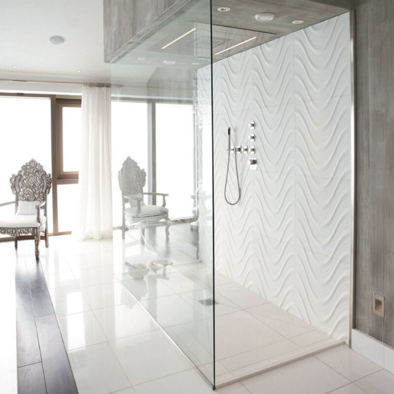 Lapicida Thassos AAA famous Greek marble slab used in shower room project