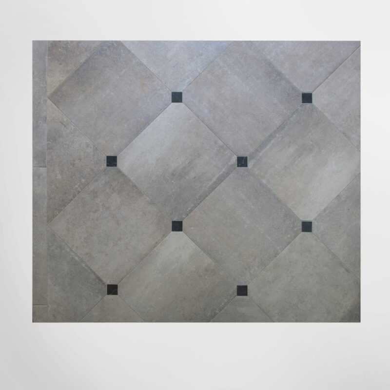 Lapicida Montpellier Taupe Octagon flooring tiles with Antique Marble Nero Marquina Inserts
