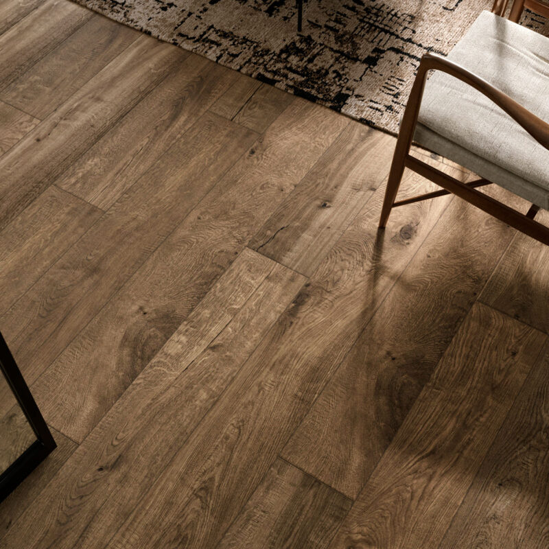 Lapicida Chianti Rovere porcelain wood floor tiles in lounge