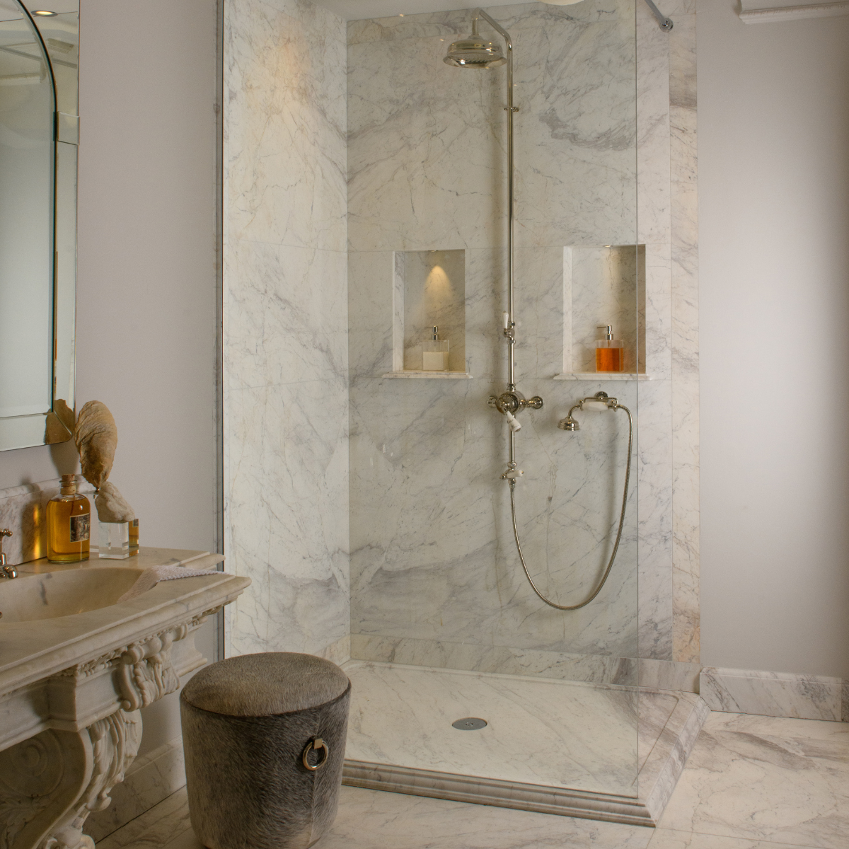 Neo Jacobean project - marble shower from Lapicida