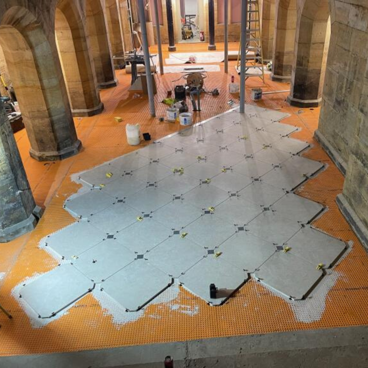 Lapicida flooring at Matfen Hall - Illusion Beige & Semblance installation