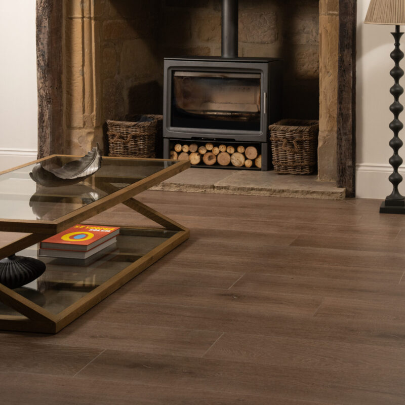 Lapicida Danby Grange project has inviting living space and snug with Lenke Walnut wood effect floor tiles